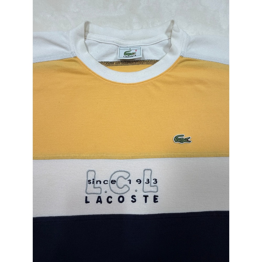 Lacoste Multicolor Colorblock Vintage 90s Y2K T-Shirt Mens Size 6 Good